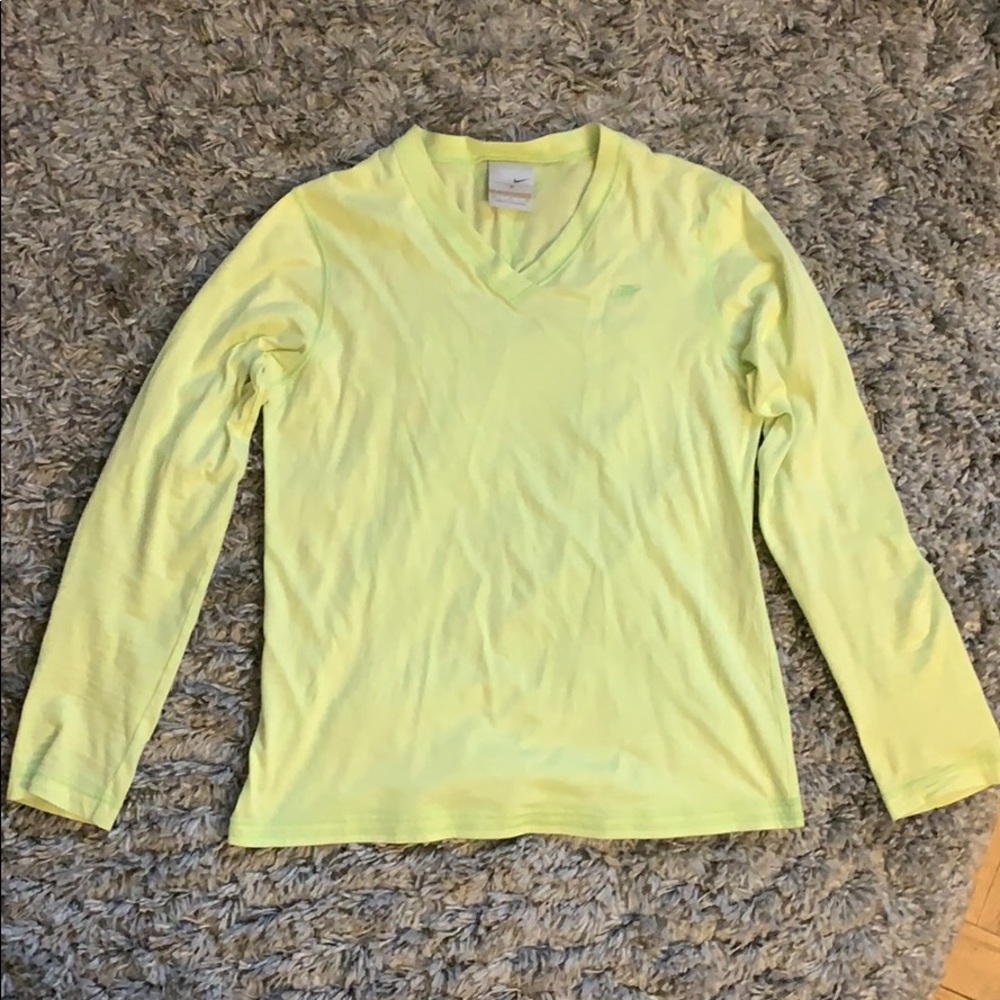 Nike Cotton neon yellow long sleeve shirt Medium